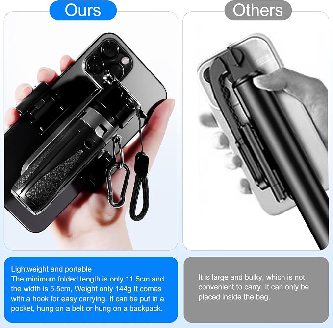 3-in-1 Mini Tripod, Selfie Stick for iPhone for 4-7 Inch iOS/Android Phones | Tripod for Iphone with Remote Control, Lightweight Travel Tripods for Selfie Video Recording - Image 7