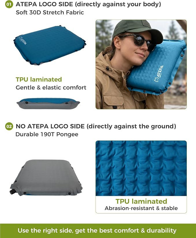 ATEPA Inflatable Seat Cushion | 2" & 2.5" Foam Core Seat Pad, Self Inflating, Compact, Stadium, Airplane, Travel, Camping, Hiking, Sports events - Image 7