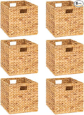 M4DECOR 12 x 12in Water Hyacinth Storage Baskets, Wicker Storage Baskets for Shelves, Woven Baskets for Storage, Wicker Storage Basket for Bedroom, Living Room, Nursery Room (Natural 6 Packs 12x12in) by M4DECOR