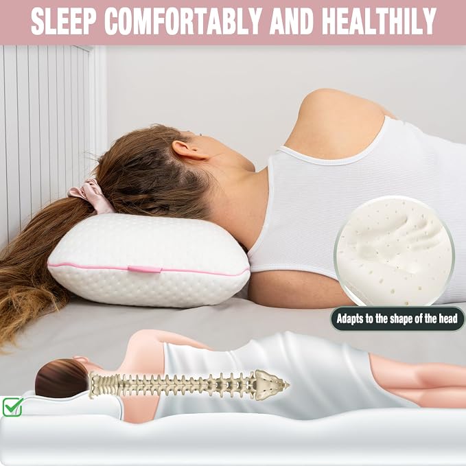 alkamto Travel & Camping Comfortable Memory Foam Pillow – Easy to Carry Portable Bag – Temperature Regulating Pillow Case (Pink + Extra Cover) - Image 3