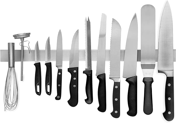 Modern Innovations Magnetic Knife Holder for Wall and Fridge - 24" Knife Magnetic Strip, Magnet Kitchen Knife Holder and Rack, Stainless Steel Magnetic Knife Bar for Kitchen Utensils by ModernInnovations