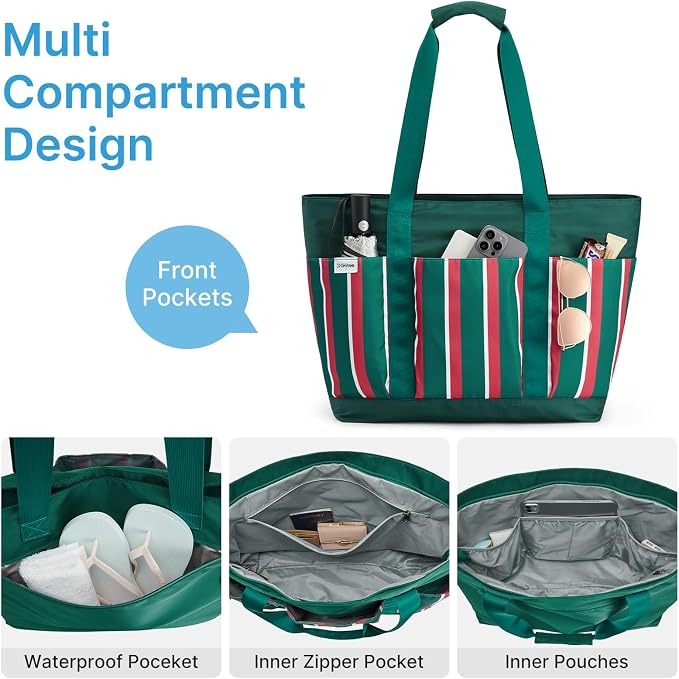 G4Free Beach Bag, Waterproof Beach Tote Pool Bags for Women | Compatible with Cup, Large Capacity Sandproof Foldable for Weekender Travel Swim - Image 5