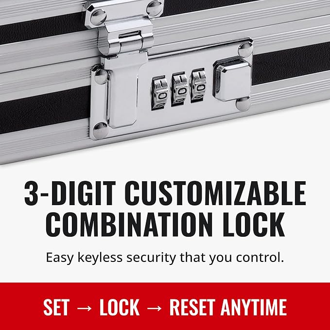 Vaultz Locking Metal Clipboard with Storage, Combination Lock, Black | Holds 8.5 x 11 letter-size paper or a tablet device in place, heavy-duty metal design with reinforced chrome steel corners - Image 7