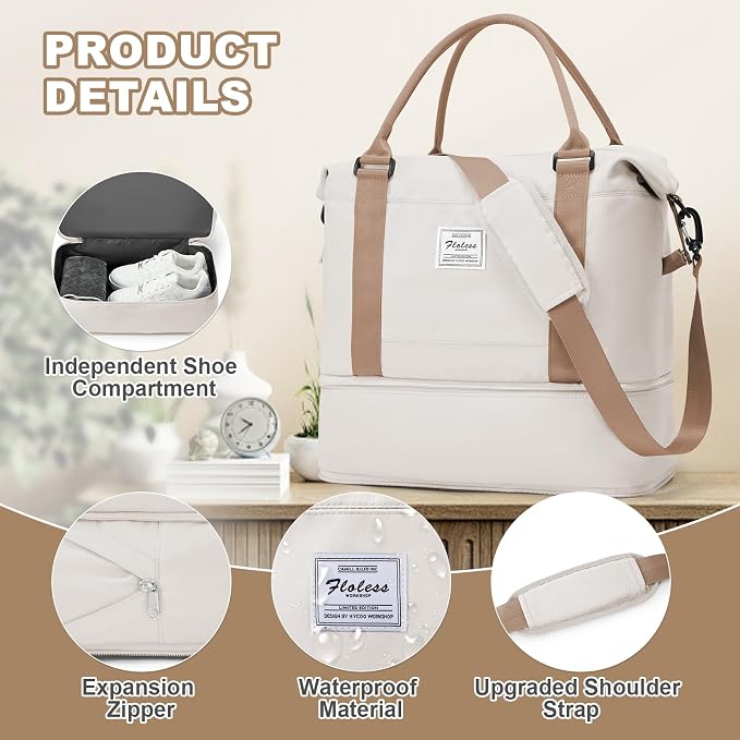 Travel Duffel Bag, Sports Tote Gym Bag, Shoulder Weekender Overnight Bag for Women - Image 7