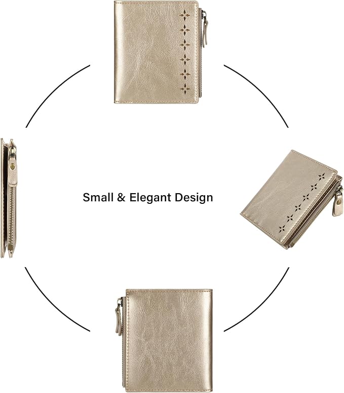 Ultra Thin Small Compact Leather Womens Girls Wallets RFID Blocking Credit Card Holder for Women - Image 6