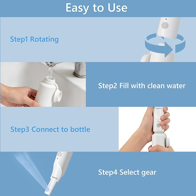 Portable Bidet for Travel - Rechargeable Electric Travel Bidet Peri Bottle with Adaptor & 3 Speed Modes, IPX7 Waterproof Portable Bidet for Women Men Baby Pregnancy Postpartum Personal Hygiene - Image 7