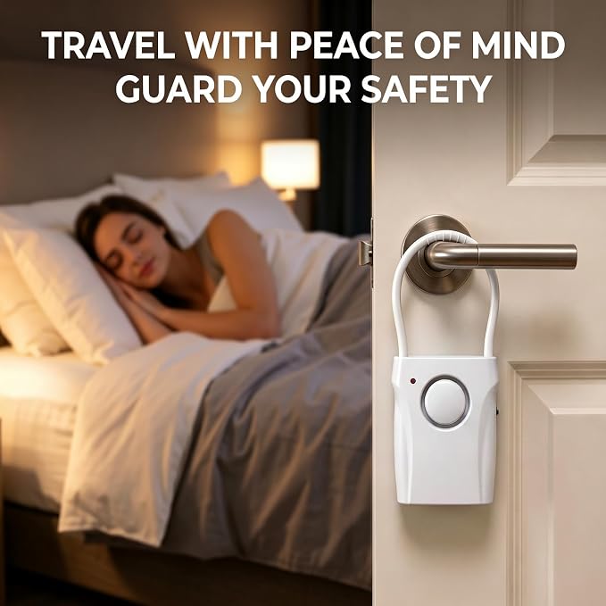4 Pack Door Handle Security Alarm | 120dB Vibration Anti-Theft Alert, 3-Level Sensitivity, Portable Door Knob Alarm, For Travel Home Hotel Apartment - Image 6