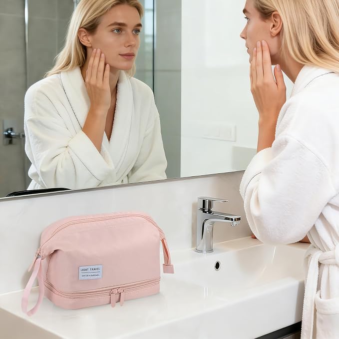 Travel Toiletry Bag Water-resistant with Hanging Hook for Womens Large Packing with Waterproof Wet/Dry Compartment Travel Shower Bags Travel Toiletry Organizer Dopp Kit Shaving Bag - Image 6