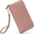 Moflycom Womens Wallet RFID Blocking Genuine Leather Zip Around Wallet Clutch Wristlet Travel Long Purse for Women by Moflycom