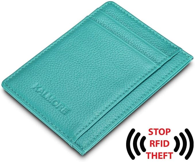 KALMORE womens Credit Holder Genuine Leather Slim Minimalist Card Case Wallet, Black With Id Window - Image 3