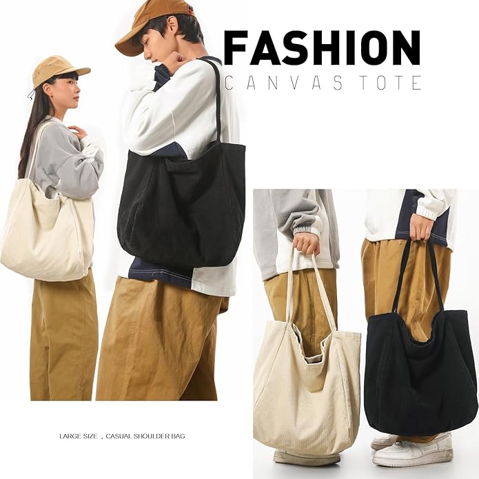 Canvas Tote Bag for Women Large Hobo Shoulder Bag for Work Travel Casual Message Bag Tote Purse handbags - Image 3