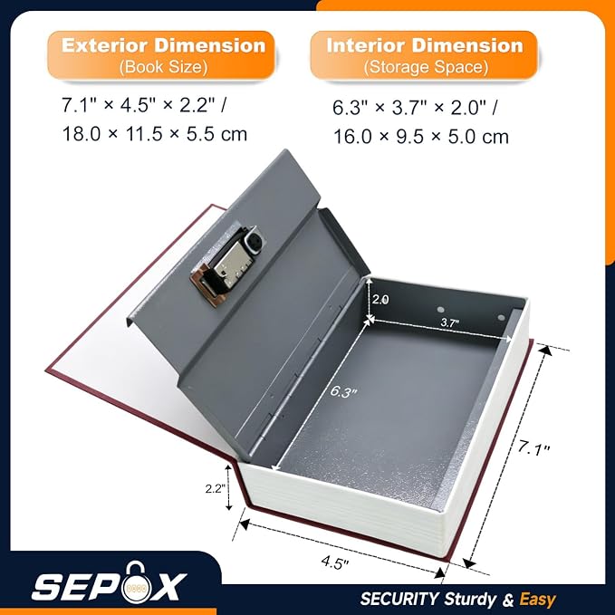SEPOX® 2-Piece Wonderland Book Safe Real Paper Cover with Combination Lock | For Dorm Home Travel. Book Look Secret Safe Box. Hides Cash Valuables in Plain Sight. Discreet Storage with Combo Steel Box - Image 3