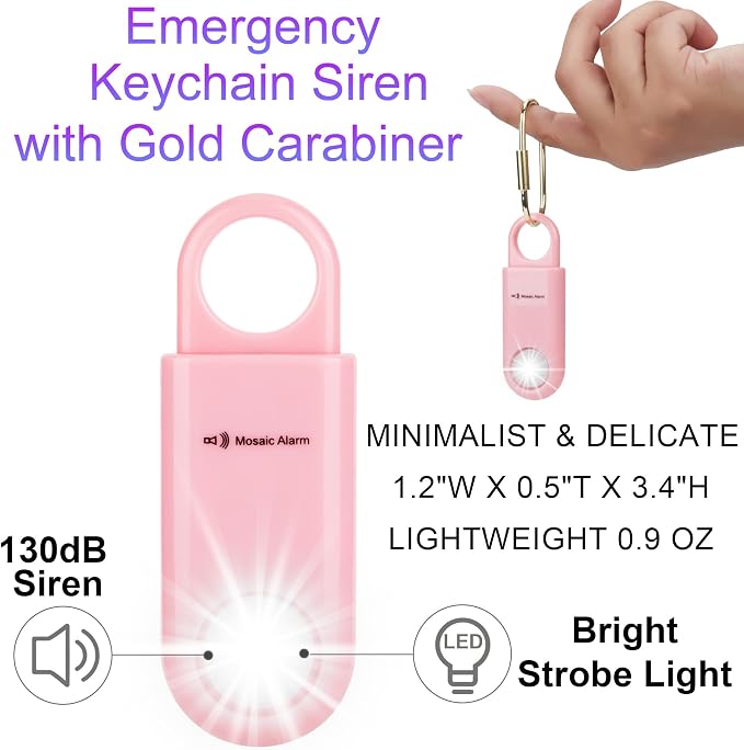 130dB Keychain Siren Ultra Bright Strobe Light. Loud Sound Personal Safety Alarm. SOS Emergency Alerts for Women, Girls, School Children, Night Runners, Hiking. Bear Alarm Deterrent. Pink - Image 9