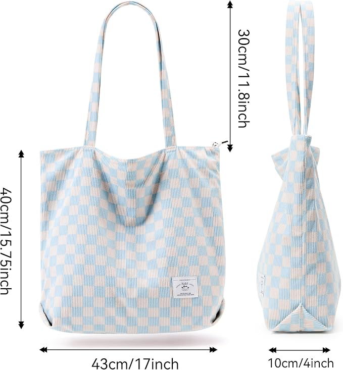 KALIDI Women Corduroy Tote Bag Zipper Casual Tote's Handbag Big Capacity Shoulder Bag with Pockets - Image 4