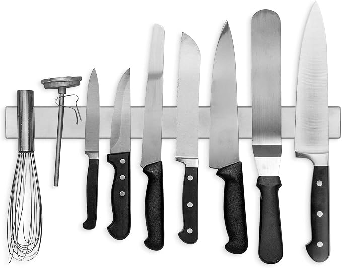 Modern Innovations Magnetic Knife Holder for Wall and Fridge - 18" Knife Magnetic Strip, Magnet Kitchen Knife Holder and Rack, Stainless Steel Magnetic Knife Bar for Kitchen Utensils by ModernInnovations
