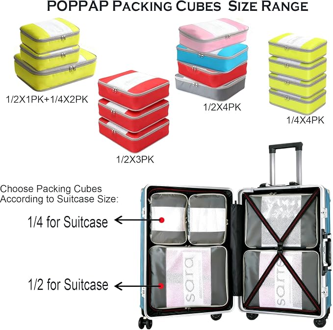 Packing Cubes for 22" Suitcase Travel Luggage Organizers - Travel Organizer Bags Luggage Clothes Accessories Storage Carry on Suitcase Packing Pouches Bag For Men Women Kids 1/2X3PACK - Image 5