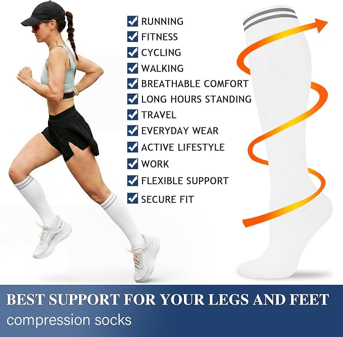 Sooverki Compression Socks for Women and Men Circulation (3/4 Pairs) is Best Support for Running Athletic Cycling Hiking - Image 6