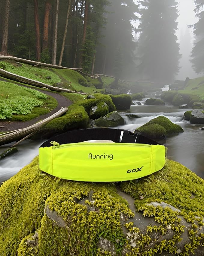 Gox Running Belt Fanny Pack, Slim Waist Pack for Phone Holder, Waterproof Athletic Pouch for Men Women Running Gym Hiking, Small Cross Body Sling Bag with Reflective (green) - Image 9