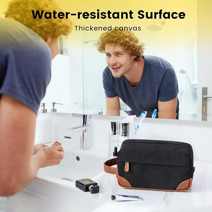 Vorspack Travel Toiletry Bag - Hanging Toiletry Bag for Men Water Resistant Canvas Shaving Bag with Large Capacity for Travel - Black (Pack of 2) - Image 5