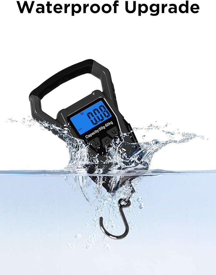 HEETA Waterproof Fish Scale Digital Hanging Fishing Luggage Weight Scale | Up 110lb/50kg Portable Scale with Backlit LCD Display, for Home & Outdoor, Measuring Tape and 2 AAA Batteries Included - Image 4
