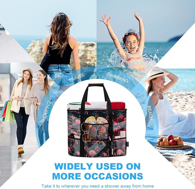 KABAQOO Mesh Beach Bag, Extra Large Beach Bags with 9 Pockets & Zipper Waterproof Lightweight Beach Tote for Beach/Pool Trip - Image 7