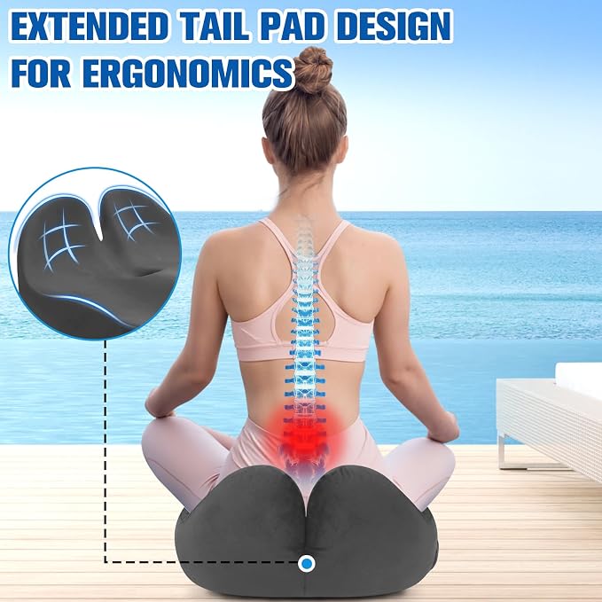 Seat Cushion, Chair Cushions, Memory Foam Office Chair Cushion | Hip & Sciatica & Tailbone Pain Relief, Long Sitting Comfort for Office Chairs/Desk Seats/Wheelchair (Large, Grey) - Image 4