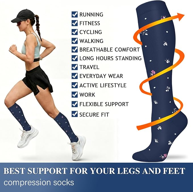Sooverki Compression Socks for Women and Men Circulation (3/4 Pairs) is Best Support for Running Athletic Cycling Hiking - Image 5