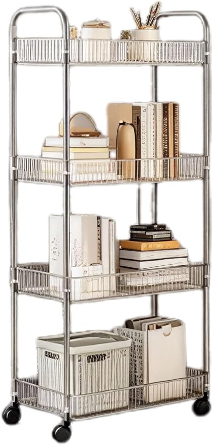 Sooyee Clear 4-Tier Plastic Rolling Utility Cart with Wheels | Multi-Functional Storage Trolley, For Office, Living Room, Kitchen, Movable Storage Organizer by Sooyee