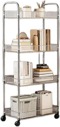 Sooyee Clear 4-Tier Plastic Rolling Utility Cart with Wheels | Multi-Functional Storage Trolley, For Office, Living Room, Kitchen, Movable Storage Organizer by Sooyee
