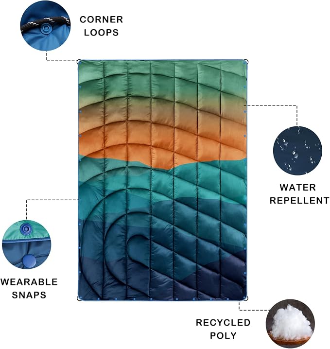 Puffy Camping Blanket,Large Camp Blanket Outdoor Camping Quilt Waterproof | Lightweight Printed Warm Packable Down Alternative Blanket for Camping,Traveling, Stadium, Hiking, Picnics - Image 4