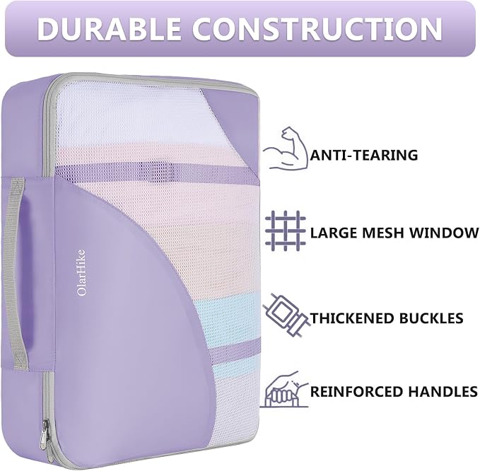 OlarHike 8 Set Packing Cubes for Travel,Gifts for Women Mom,Anti-Tearing Suitcase Organizer,with Over 1000 pcs Mesh Holes,Vacation Essentials & Accessories for Cruise Ship - Image 4