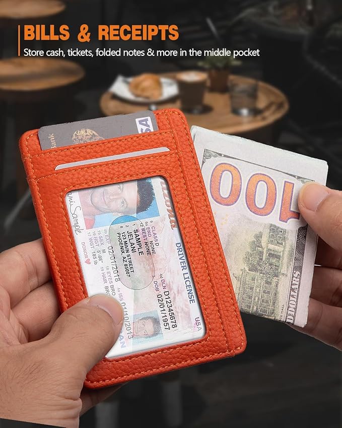 RUNBOX Slim Wallet for Men and Women, RFID Blocking Leather Card Holder | Minimalist 8-slot design fits IDs and credit cards in a thin profile for front pockets, purses, pants and travel - Image 5
