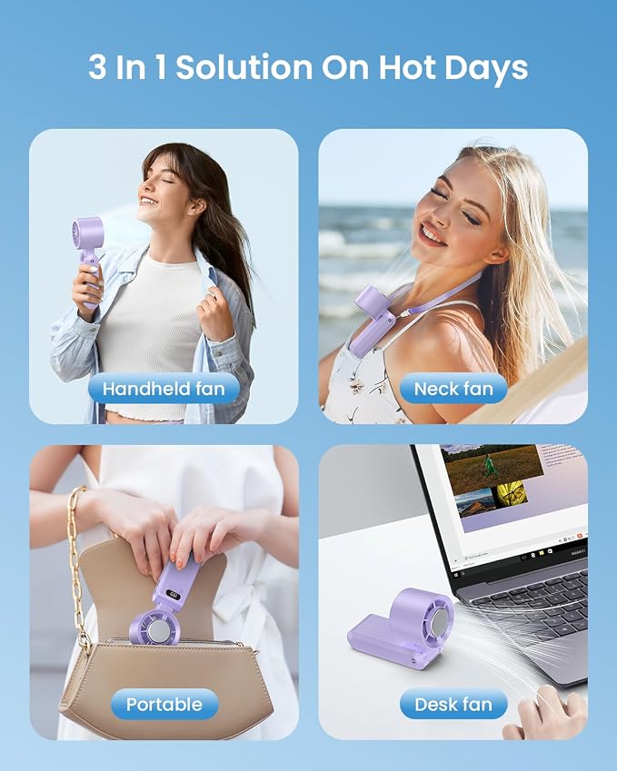 Handheld Portable Turbo Fan with Ice Cooler, Speed (1-199) 5500mAh Rechargeable Personal Fan,[20H Cooling Time] Mini Yet Powerful [20000 RPM] Small Pocket Fans for Travel/Outdoor/Home/Office, Purple - Image 7