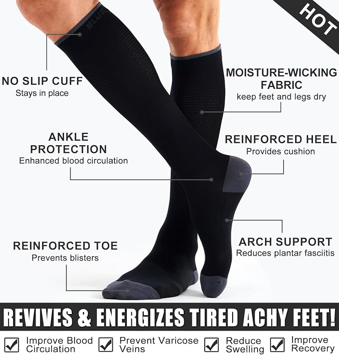 Compression Socks for Women & Men (3 pairs) - Best Support for Nurses, Running, Hiking, Recovery & Flight Socks - Image 7
