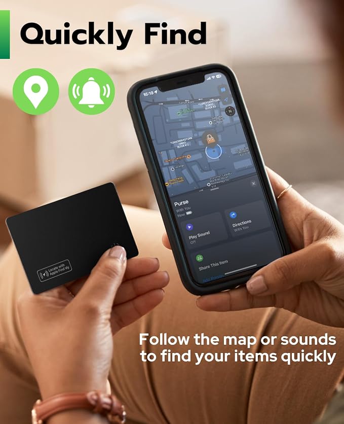 2026 [Apple MFi Certified] (iOS Only) Wallet Tracker Card, Rechargeable Thin Finder, Works with Apple Find My (iOS Only), Item Locator for Luggage Tags, Passports, Phone (Yellow-for iOS, 1) - Image 4
