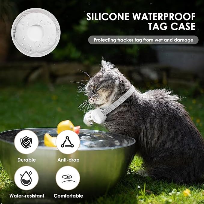 GPS Tracker for Cats,Real-Time Location Cat Tracker, Pet Tracker with Cat Collar,Compatible with Apple Find My App (Only iOS),No Monthly Fee,Waterproof,Anti-Lost Device (White) - Image 6