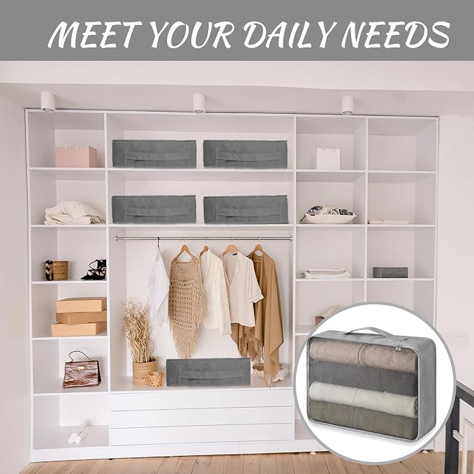 Silkfly 16 Pcs XL Packing Cube for Travel Luggage,Simple,Gray | 17.7 x 13 x 4.7, Same Size, Gray Suitcase Storage Organizer Set, Reusable Mesh Clothes Cube for Hiking Camp Family Accessory - Image 7