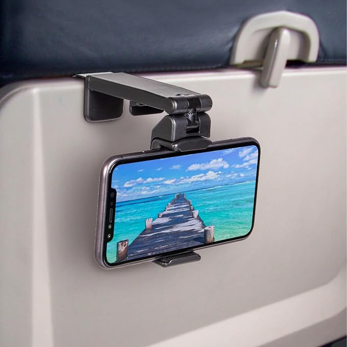 Perilogics Universal in Flight Airplane Phone Holder Mount. Hands Free Viewing with Multi-Directional Dual 360 Degree Rotation. Pocket Size Must Have Airplane Travel Essential Accessory for Flying by Perilogics