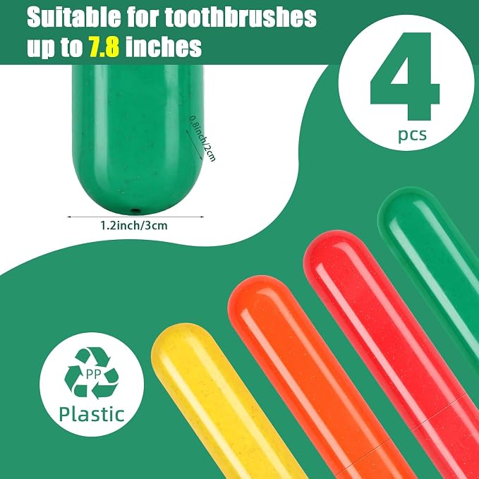 Hooqict 4 Pack Travel Toothbrush Case Portable Travel Toothbrush Holder Plastic Toothbrush Container Protector Cover for Traveling, Camping, Home, School, Business - Image 4