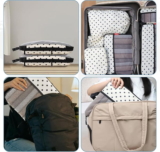 U+U 10 Set Compression Packing Cubes, Travel Organizers (Polka Dot) | Space-Saving & Complete Travel Set - Image 6