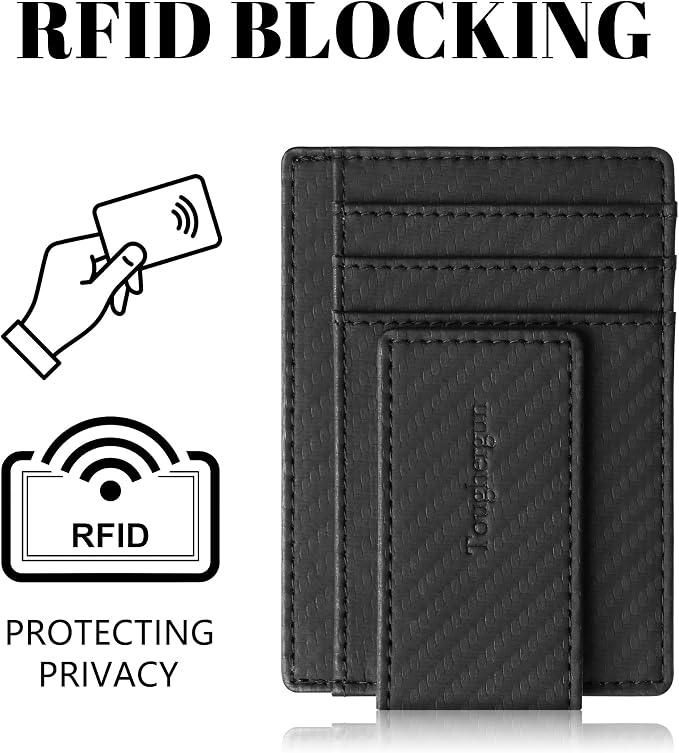 Toughergun Slim Wallet for Men RFID Blocking Money Clip, Minimalist Front Pocket Credit Card Holder, Magnetic Thin Mens Wallets with ID Window - Image 6