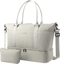 HOTOR Travel Duffel Bag - Weekender Bags for Women, Carry On Gym Tote Bags | with Toiletry Bag & Shoe Compartment, Overnight Bag for Travel Essentials and Travel Accessories, Beige, 13.4"×17.3"×7.9" by HOTOR