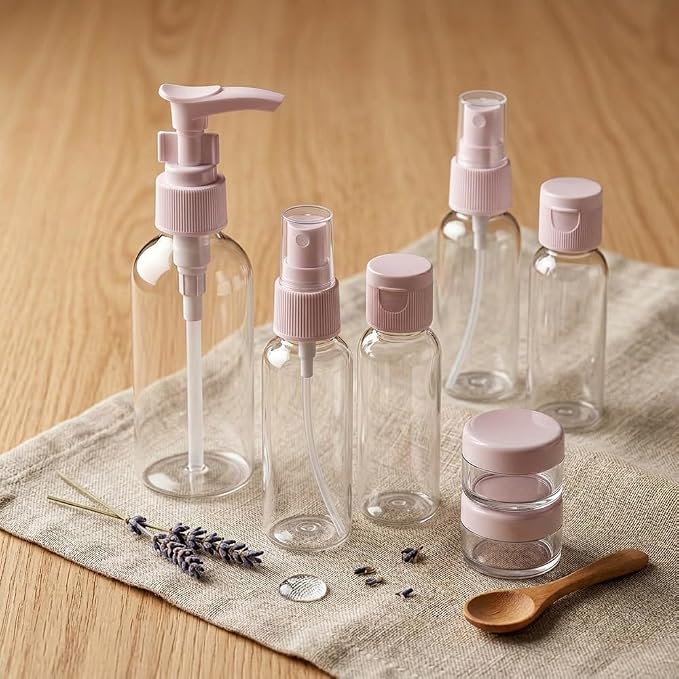 7 Pack Travel Bottles for Toiletries, TSA Approved Travel Size Containers with Toiletry Bag, Leak-Proof Liquid Containers for Shampoo, Conditioner, Lotion and Cosmetic (Light Pink) - Image 4