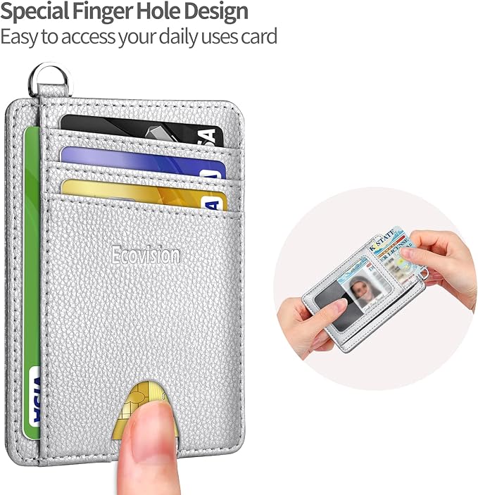 Slim Minimalist Front Pocket Wallet, RFID Blocking Credit Card Holder Wallet with Detachable D-Shackle for Men Women - Image 6