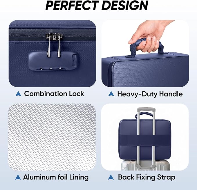 BALEINE Fireproof Document Box with Lock, Portable Fireproof Document Bag Waterproof Fire Proof File Boxes for Documents, File Organizer Box for Important Paperwork (Blue, 15''x11''x4'') - Image 5