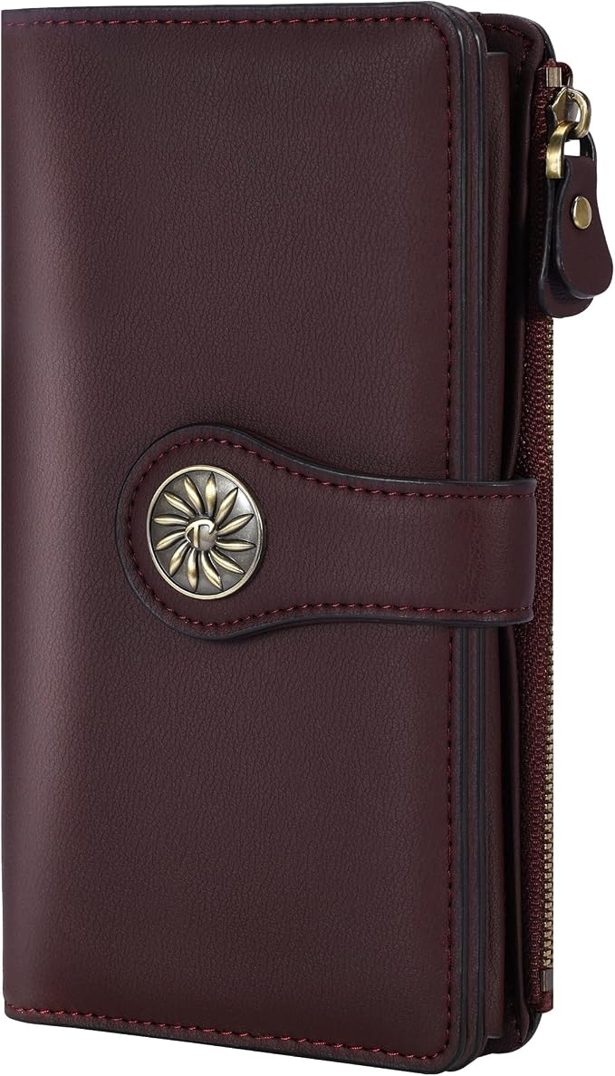 Travelambo Women's Wallet RFID Blocking Trifold Clutch Large Capacity Credit Card Holder Travel Purse by Travelambo