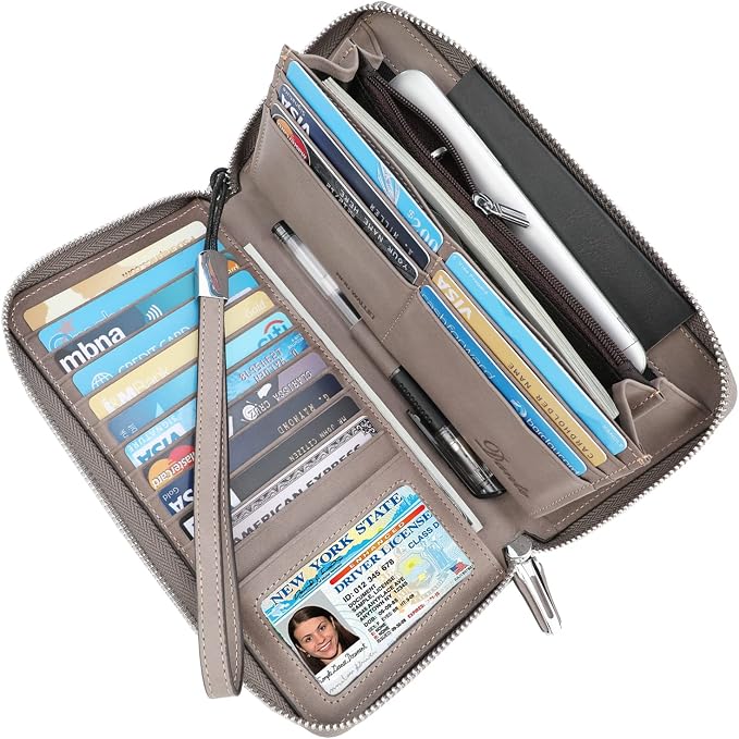 Small Compact Women Wallet RFID Blocking Genuine Leather Bifold Purse with ID Windows - Image 2