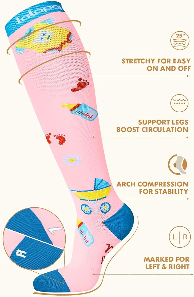 Thick Soft Cotton Compression Socks | 2 Pairs 15-20mmHg Cushioned Soft Breathable Comfortable Knee High Compression Socks for Women Men, Pregnancy Travel Nurse - Image 6