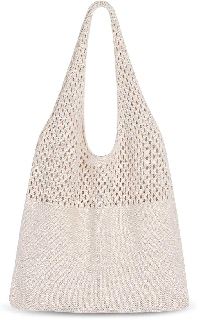 Sightor Crochet Tote Bag, Mesh Beach Bag Knit Summer Hobo Bag for Women | Beach Tote bag Vacation Outfits Aesthetic Boho Bag by Sightor