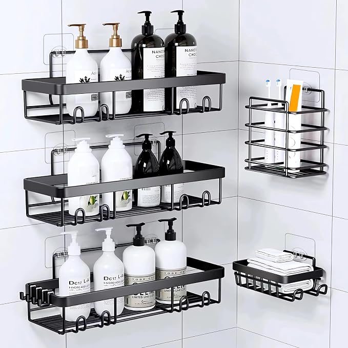 14 Pack Shower Caddy Adhesive Replacement, Waterproof Strong Hooks for Shower Caddy, No Drilling Bathroom Storage Shelves, Soap Holder, and Kitchen Racks (Clear 1 Hooks) - Image 7